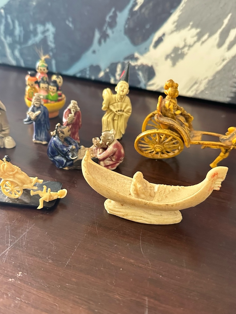 Miniature Figurine and sculpture Set - Cream and Multicolor